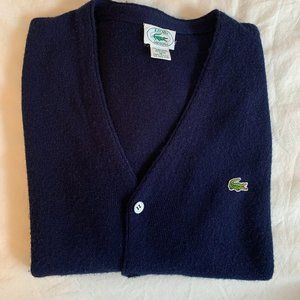 Navy Blue Men's Lacoste Sweater Vintage Cardigan
